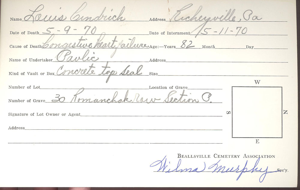 burial card